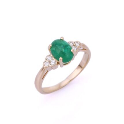 14K Solid Gold Emerald Ring