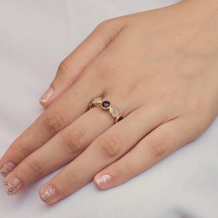14K Solid Gold Moonstone Ring