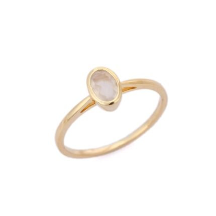 14K Solid Gold Moonstone Ring