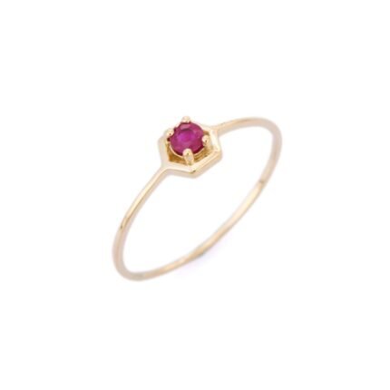 14K Solid Gold Ruby Ring