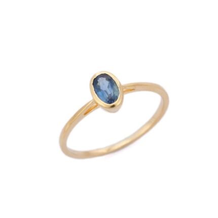 14K Solid Gold Sapphire Ring