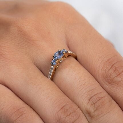 14K Solid Gold Sapphire Ring