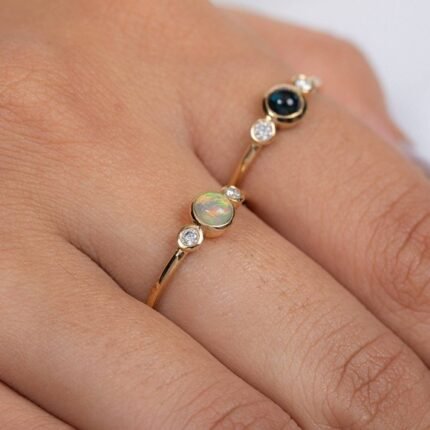 14K Solid Gold Sapphire Ring
