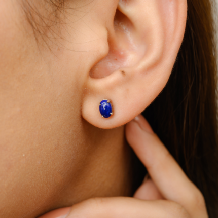 14K Solid Gold Lapis Lazuli Earrings