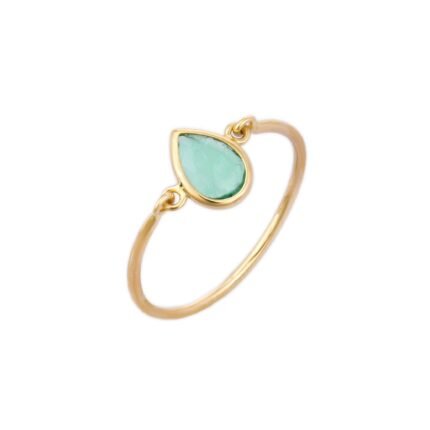 14K Solid Gold Emerald Ring