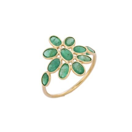 14K Solid Gold Emerald Ring