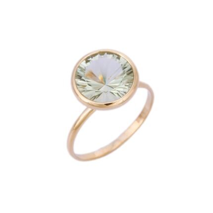14K Solid Gold Green Amethyst Ring