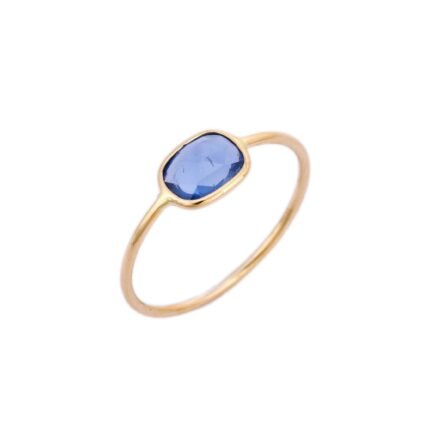 14K Solid Gold Sapphire Ring