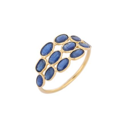 14K Solid Gold Unique Sapphire Ring