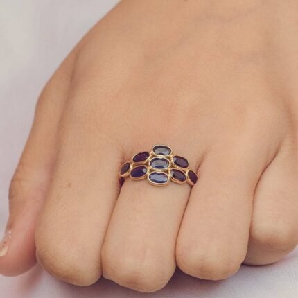 14K Solid Gold Sapphire Ring