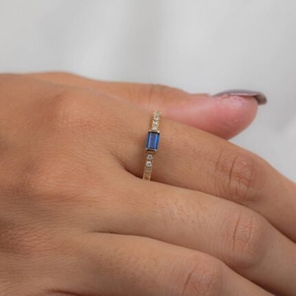 14K Solid Gold Sapphire Ring