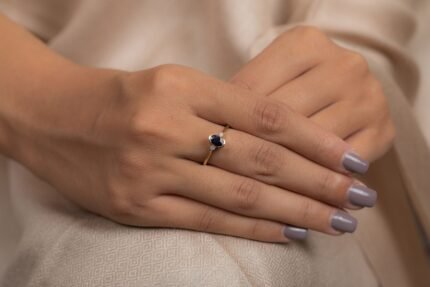 14K Solid Gold Sapphire Ring