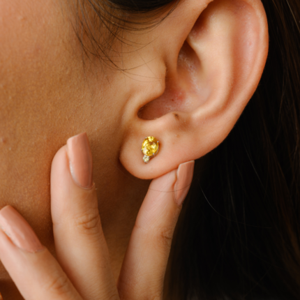 14K Solid Gold Sapphire Oval Studs