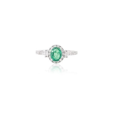 14K Solid Gold Emerald Diamond Statement Ring