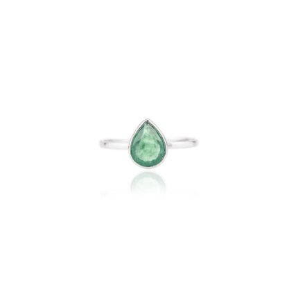 14K Solid Gold Emerald Statement Ring