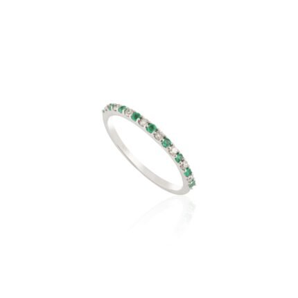 14K Solid Gold Emerald Diamond Eternity Band