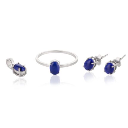 14K Solid Gold Lapis Lazuli Combo Jewelry Set