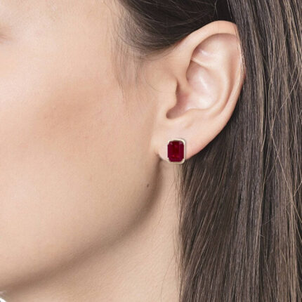 14K Solid Gold Octagon Ruby Studs