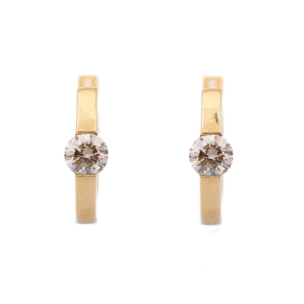14K Yellow Gold Hoop Earrings With Blazing Diamond