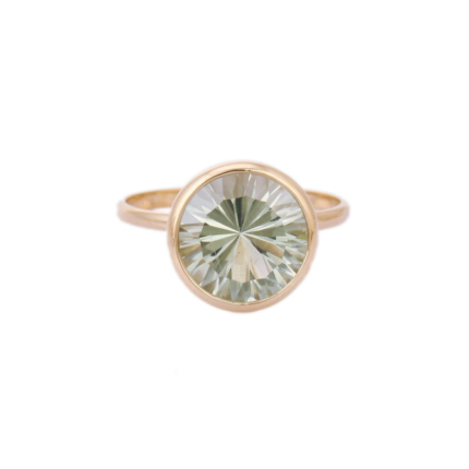14K Solid Gold Green Amethyst Ring