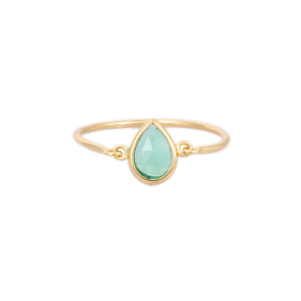 14K Solid Gold Emerald Ring