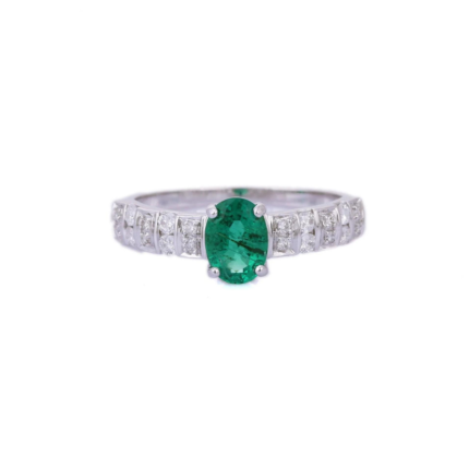 14K Solid Gold Emerald Ring