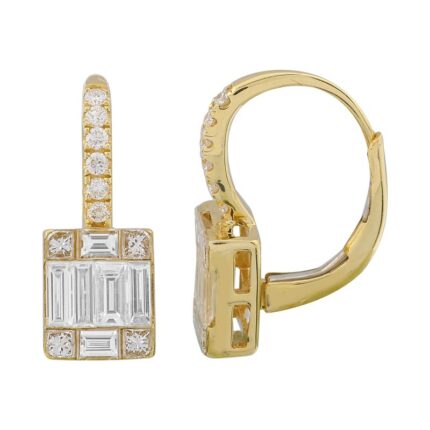 14K Gold Lab Grown Diamond Illusion Drop Hoop Earrings