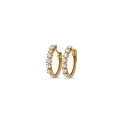 14K Gold Lab Grown Diamond Four Prong Tennis Hoop Earring
