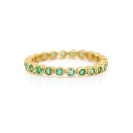 14K Gold Emerald Bezel Eternity Ring