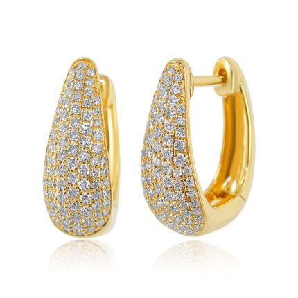 14K Gold Pave Lab Grown Diamond Hoop Earrings
