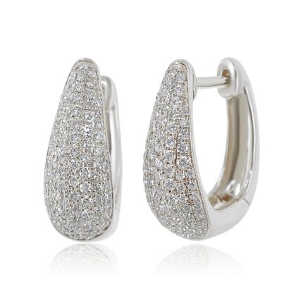 14K Gold Pave Lab Grown Diamond Hoop Earrings