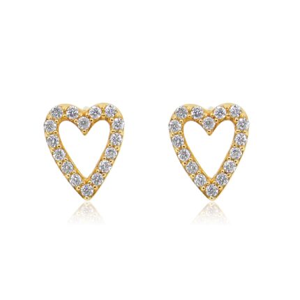14K Gold Lab Grown Diamond Open Heart Stud Earring