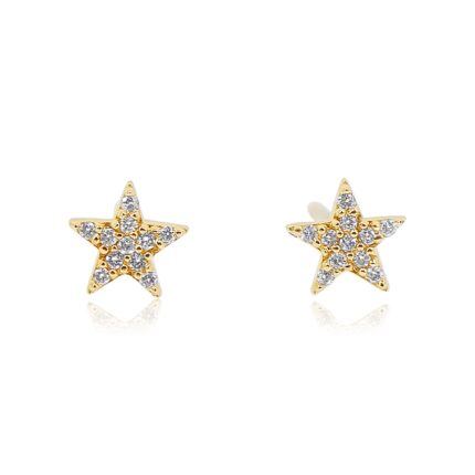 14K Gold Lab Grown Pave Diamond Star Stud Earring