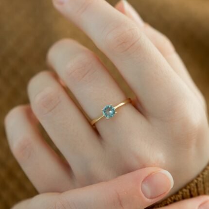 14K Solid Gold Birthstone Stone Ring