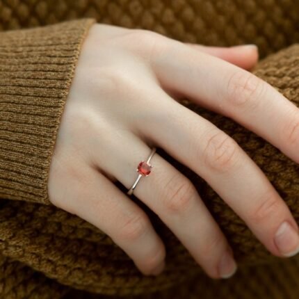 14K Solid Gold Birthstone Stone Ring