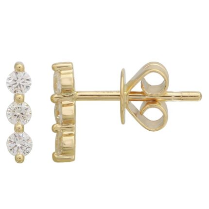 14K Gold Lab-Grown Diamond Triple Bar Stud Earring