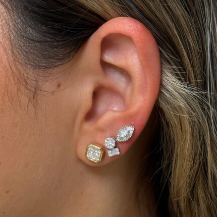 14K Gold Lab-Grown Diamond Square Octagon Stud Earring