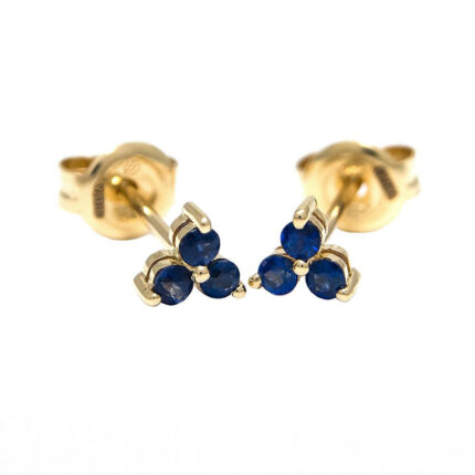 14K Solid Gold Sapphire Trio Earring