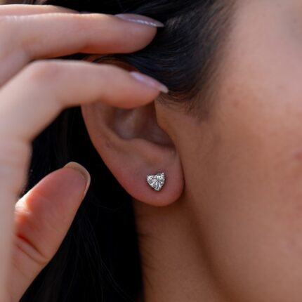 Heart Shape Lab Diamond Earring | Heart Diamond Stud Earring | 1 Carat Earring