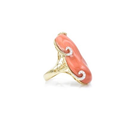 14K Solid Gold Coral Ring