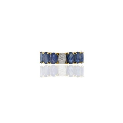 14K Solid Gold Sapphire And Diamond Ring