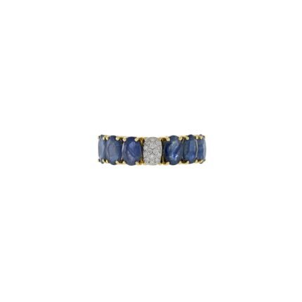 14K Solid Gold Sapphire And Diamond Ring