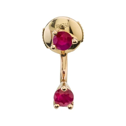 14K Solid Gold Ruby Orbit Earring