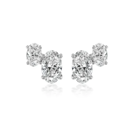Duo Oval Lab Grown Diamond Studs 14k solid gold