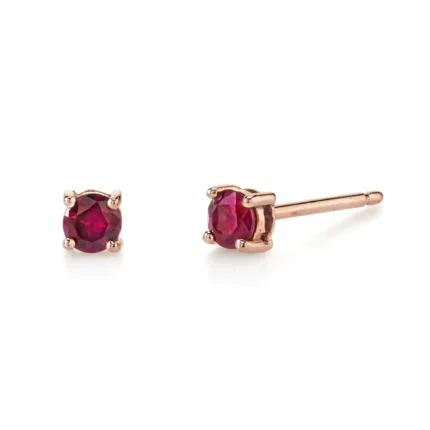14K Solid Gold Ruby Studs