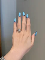 3mm Brilliant Emerald Cut Moissanite Engagement Ring