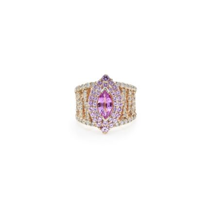 14K Solid Gold Pink Sapphire Ring