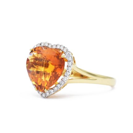 14K Solid Gold Heart-Shaped Citrine Ring