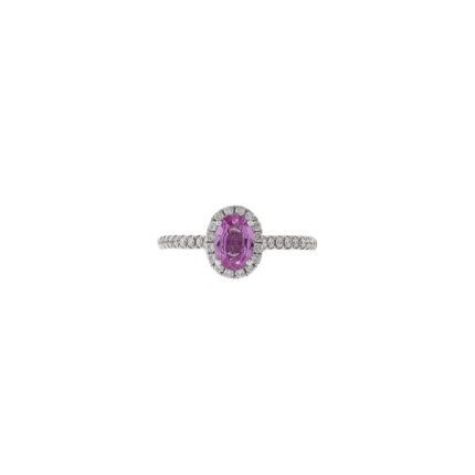 14k White Gold Pink Sapphire and Diamond Ring