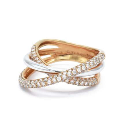Tricolor Gold and Diamond Twist Ring